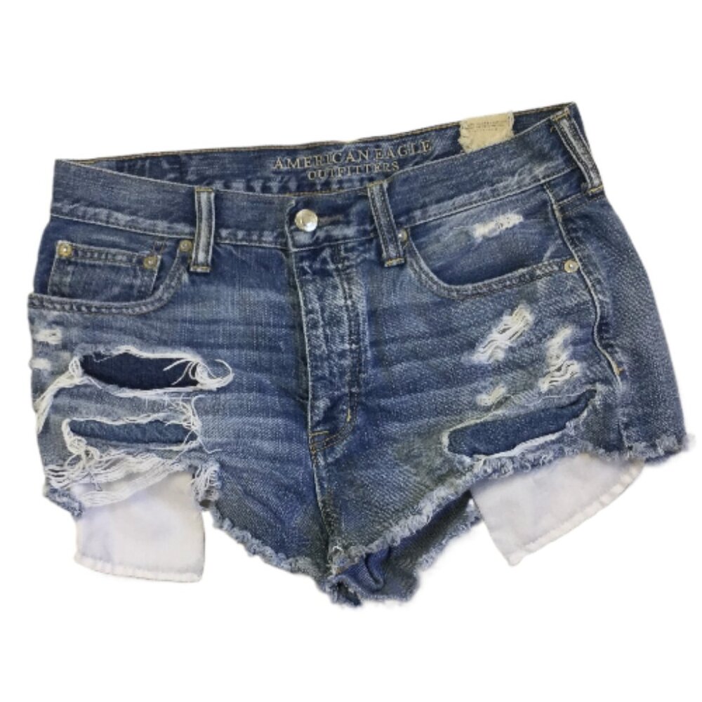 American Eagle Cut-Off Distressed Hi-Rise Festival Shorts 6